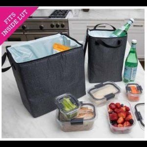 Thirty-One Double Chill Thermal Set - Black Crosshatch - NIB